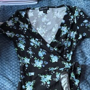 Streetwear Society Black Floral Wrap Dress